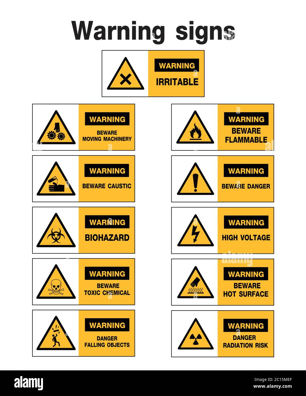 cartello di avvertimento, simboli di costruzione, disegno vettoriale Illustrazione Vettoriale