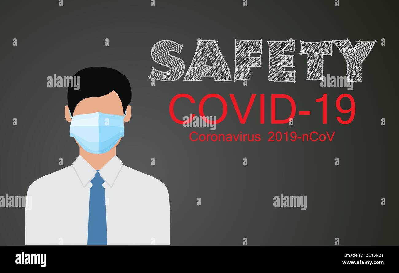 Covid-19, malattia, Coronavirus 2019-nCoV concetto, maschera di protezione Illustrazione Vettoriale