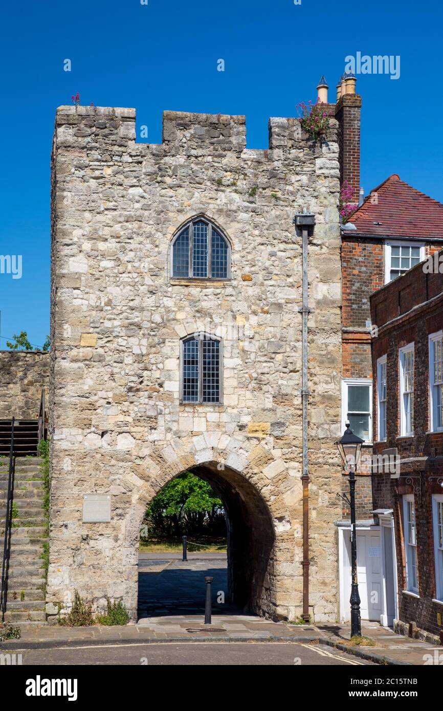 Westgate City Walls Gate, Southampton storico medievale, Regno Unito Foto Stock