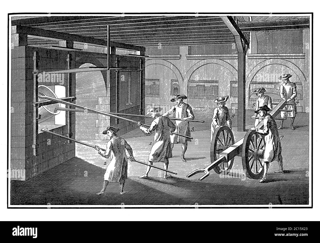 Antica illustrazione di ritirare un vaso rosso-caldo dopo il fuoco. Pubblicato in 'UNA Enciclopedia pittorica Diderot di mestieri e industria. Produzione di un Foto Stock