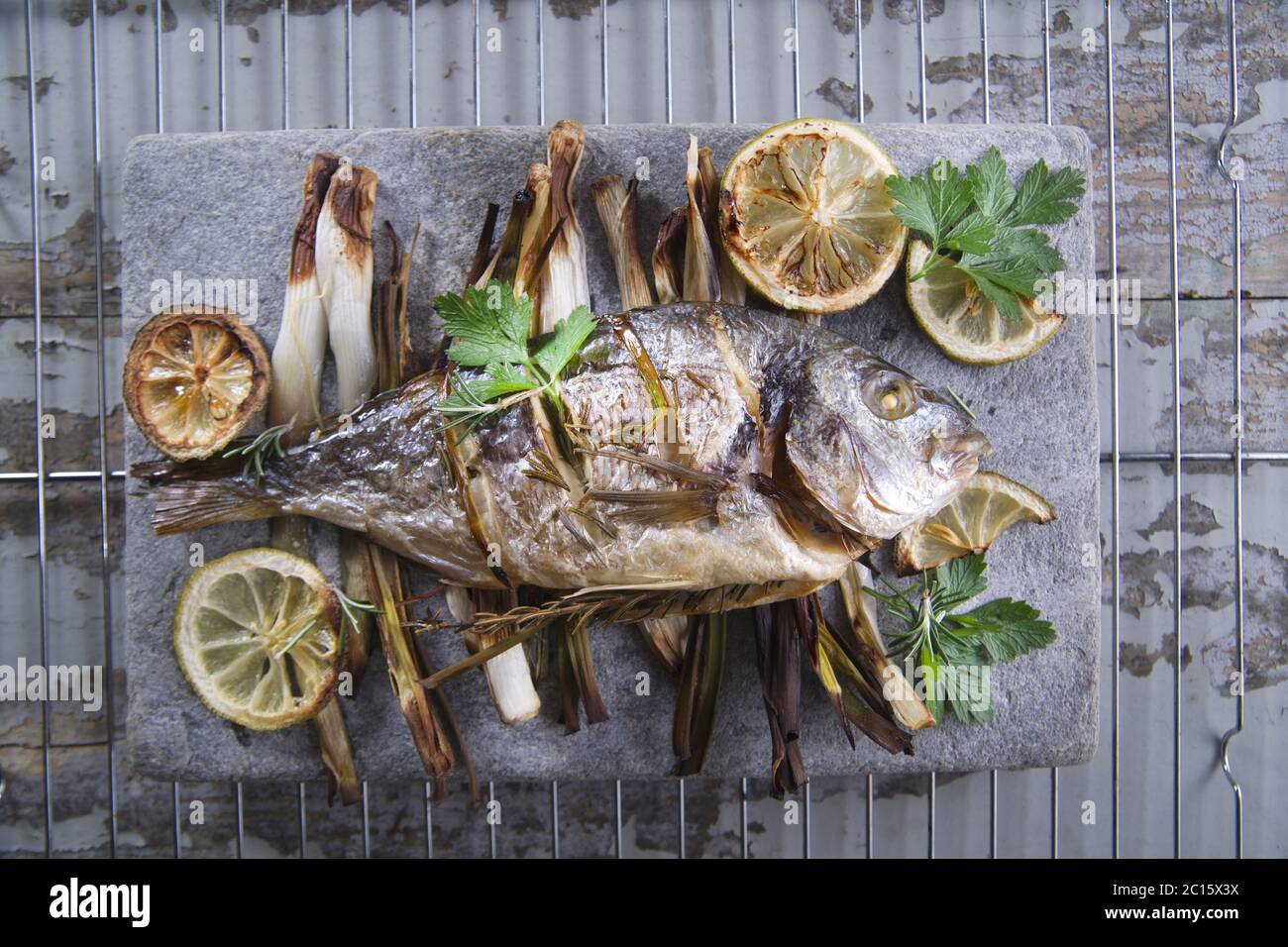 Orate di mare cotta al forno Foto Stock