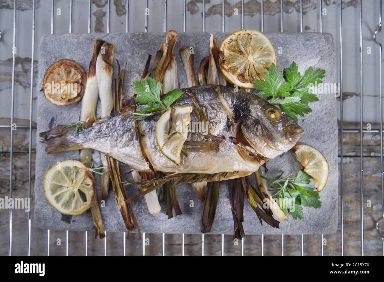 Orate di mare cotta al forno Foto Stock