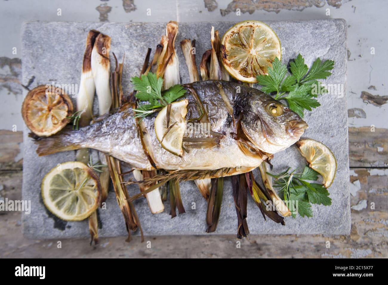 Orate di mare cotta al forno Foto Stock