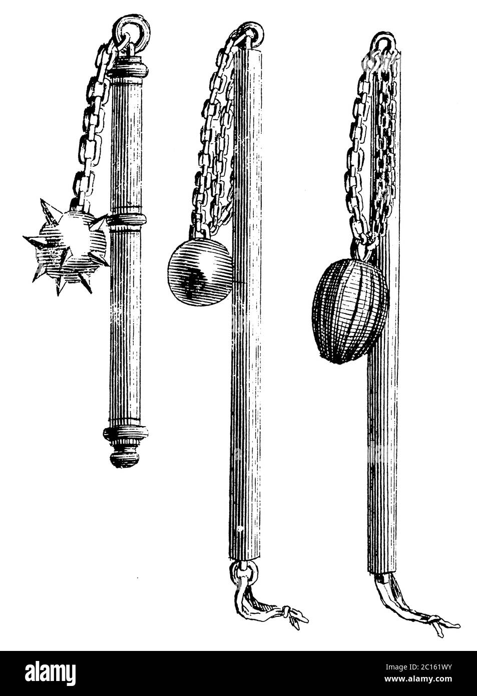 illustrazione del xviii secolo di vari assi di battaglia. Pubblicato in 'UNA Enciclopedia pittorica Diderot di mestieri e industria. Produzione e il tecnico Foto Stock