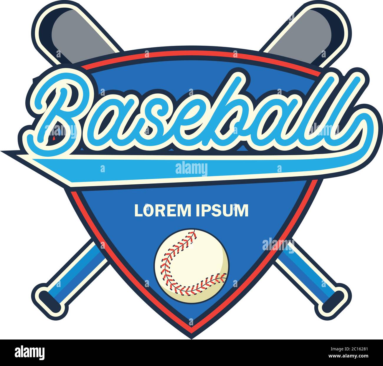 logo di baseball con spazio di testo per slogan / tag line, illustrazione vettoriale Illustrazione Vettoriale