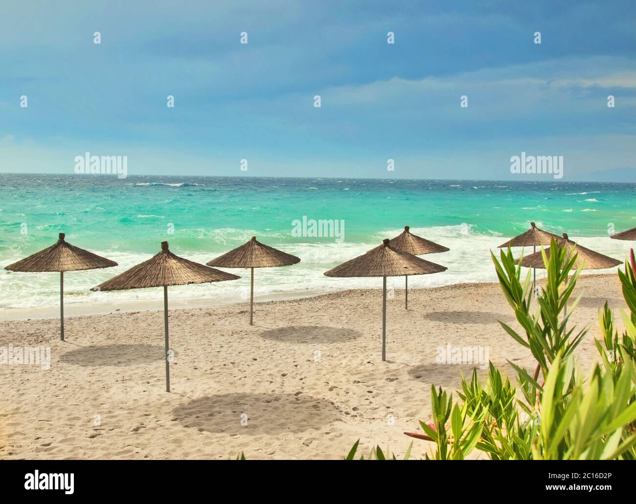 Bella spiaggia del mare in penisola Kassandra,Grecia Foto Stock