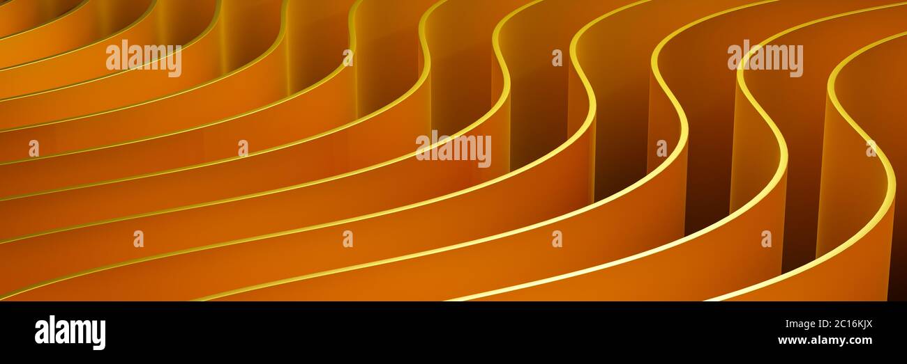 Banner astratto delle curve dorate Foto Stock