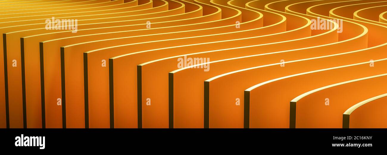 Banner astratto delle curve dorate Foto Stock