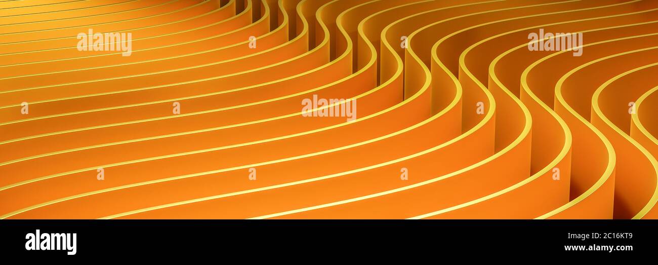Banner astratto delle curve dorate Foto Stock