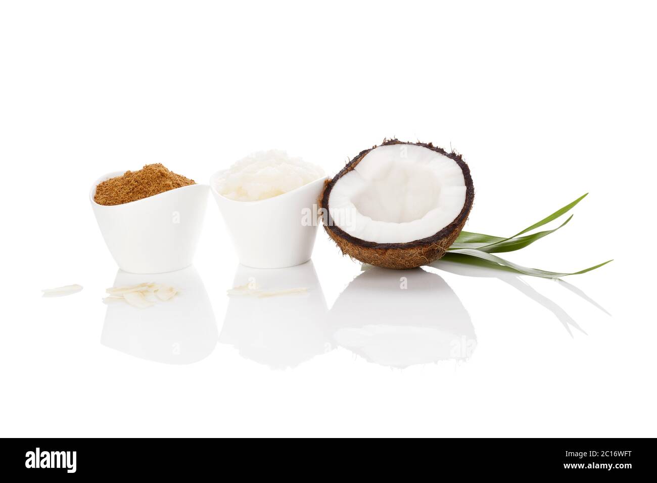 Lo zucchero di cocco e olio. Foto Stock