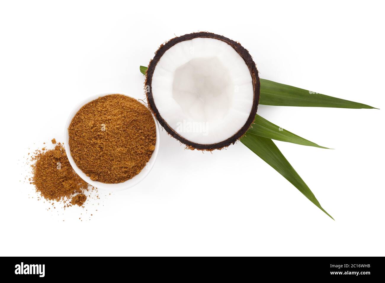 Zucchero di cocco, vista dall'alto. Foto Stock