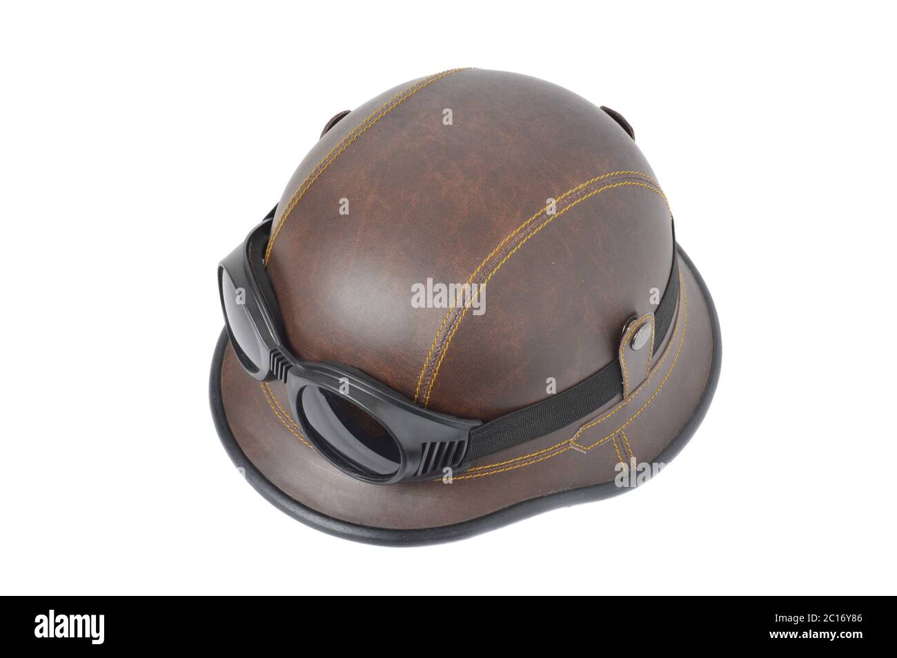 vecchio casco in pelle marrone Foto Stock vecchio casco in pelle marrone Foto Stock