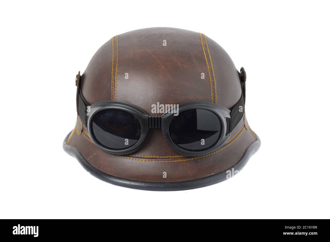 vecchio casco in pelle marrone Foto Stock vecchio casco in pelle marrone Foto Stock