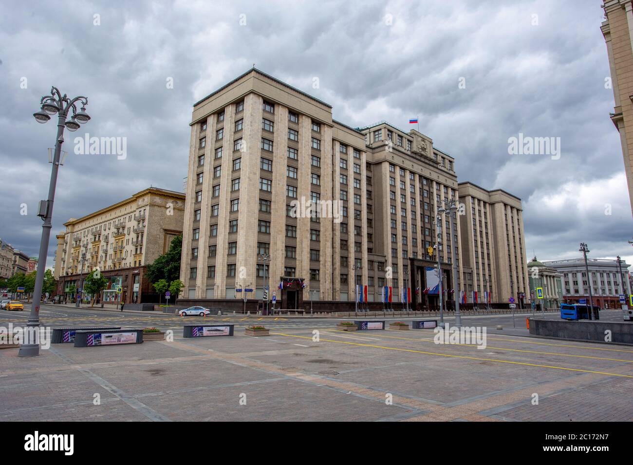 La costruzione della Duma di Stato - il Parlamento russo. L'edificio è stato costruito a 1932-1935 dall'archirtect Langman. Non ci sono restrizioni sul motion Foto Stock