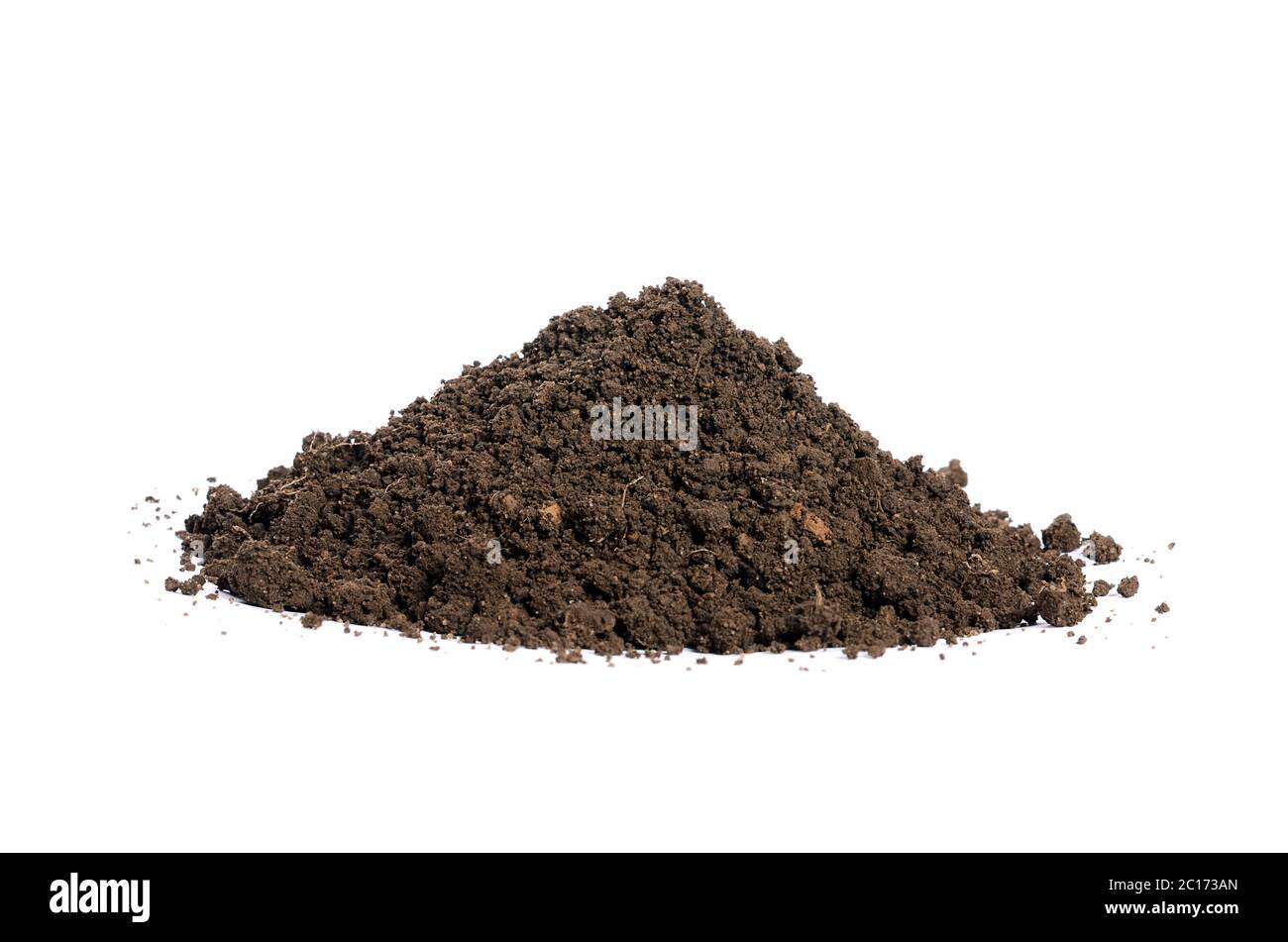 Closeup di terra isolato su sfondo bianco Foto Stock