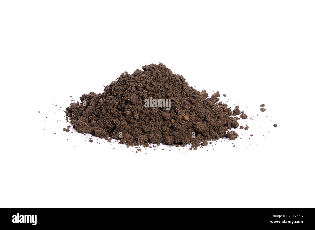 Closeup di terra isolato su sfondo bianco Foto Stock