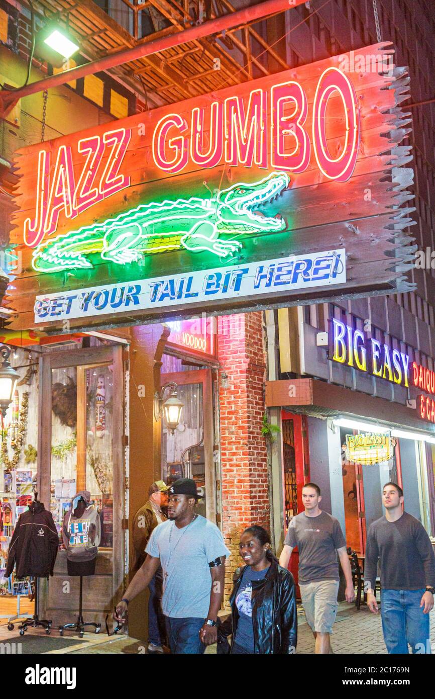New Orleans Louisiana, Canal Street, Downtown, Jazz Gumbo, alligatore, Big Easy Dairies & Cafe, bar, lounge pub, ristorante, ristoranti, cibo mangiare Foto Stock