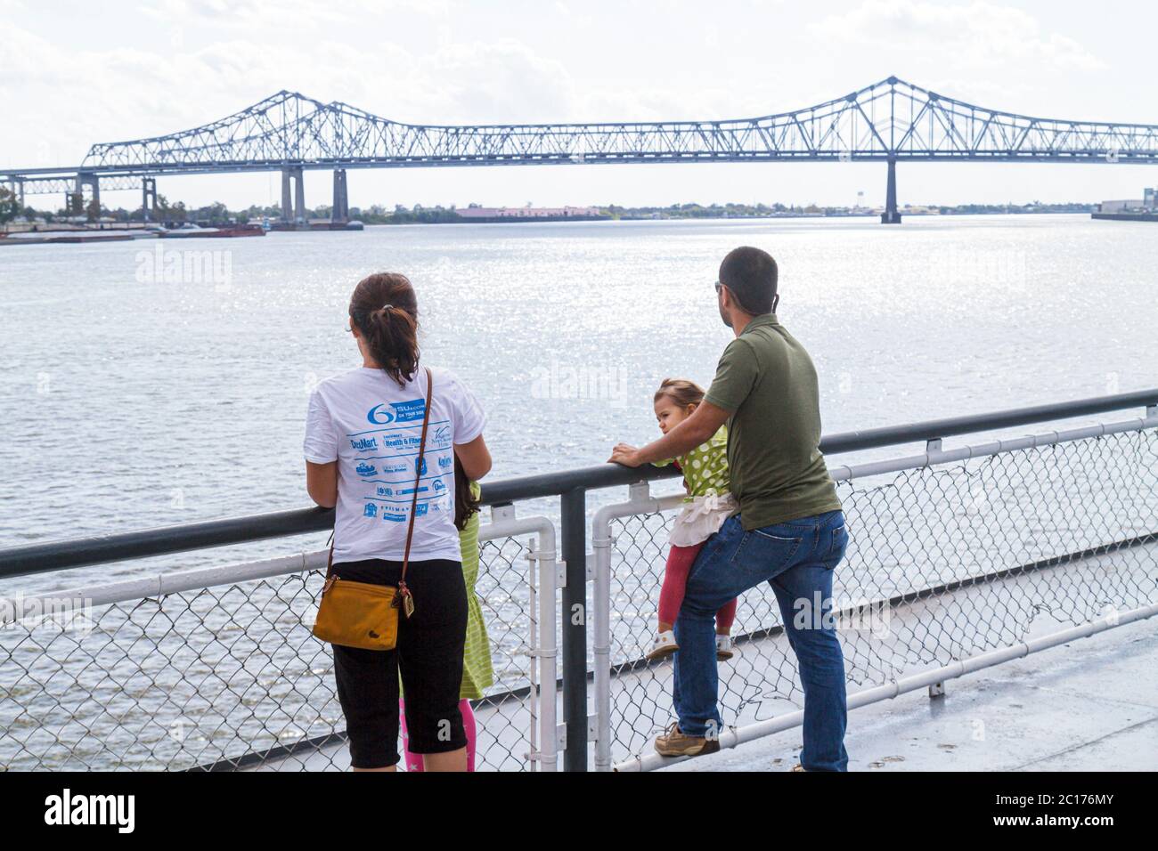 New Orleans Louisiana, Mississippi River Water, Canal Street Ferry, Algeri, CCCD, Crescent City Connection Bridge, traghetto, navigazione, trasporti pubblici Foto Stock
