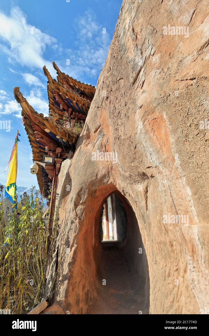 Sezione delle grotte buddiste di Qianfo del Tempio di MatiSi-Cavallo Hoof. Provincia di Zhangye-Gansu-Cina-0935 Foto Stock