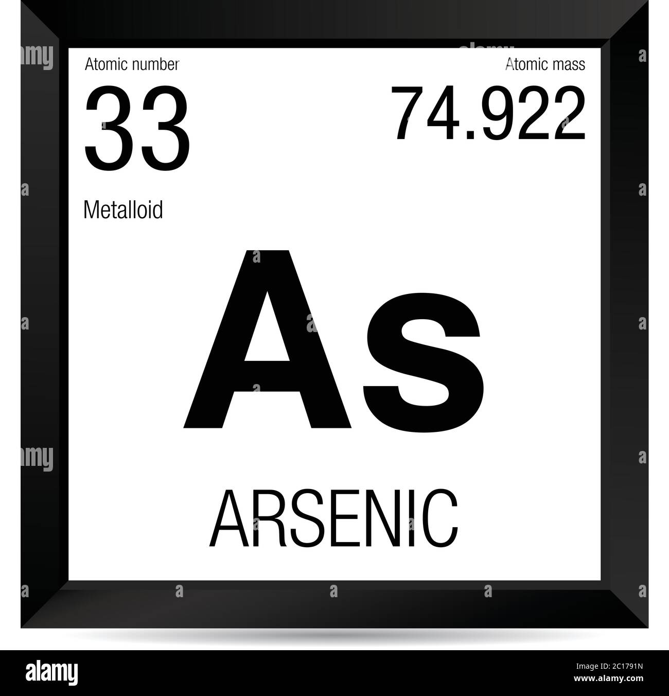 Simbolo dell'arsenico. Elemento numero 33 della Tavola periodica degli ...