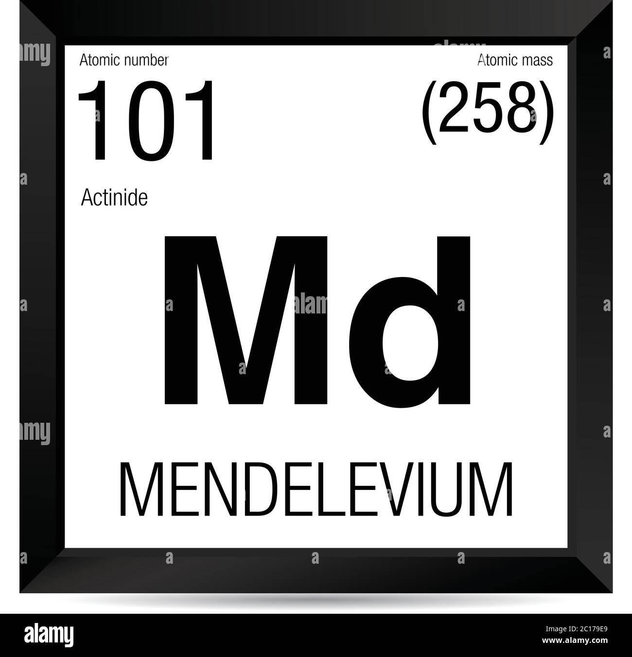 Simbolo mendelevio. Elemento numero 101 della Tavola periodica degli ...