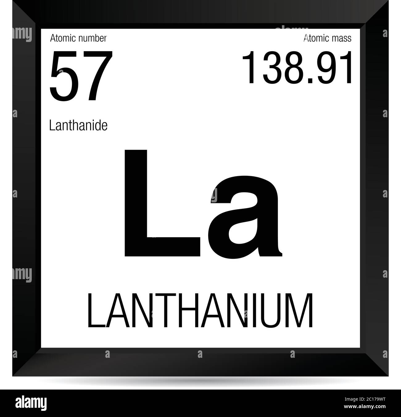 Simbolo di lantanio. Elemento numero 57 della Tavola periodica degli ...