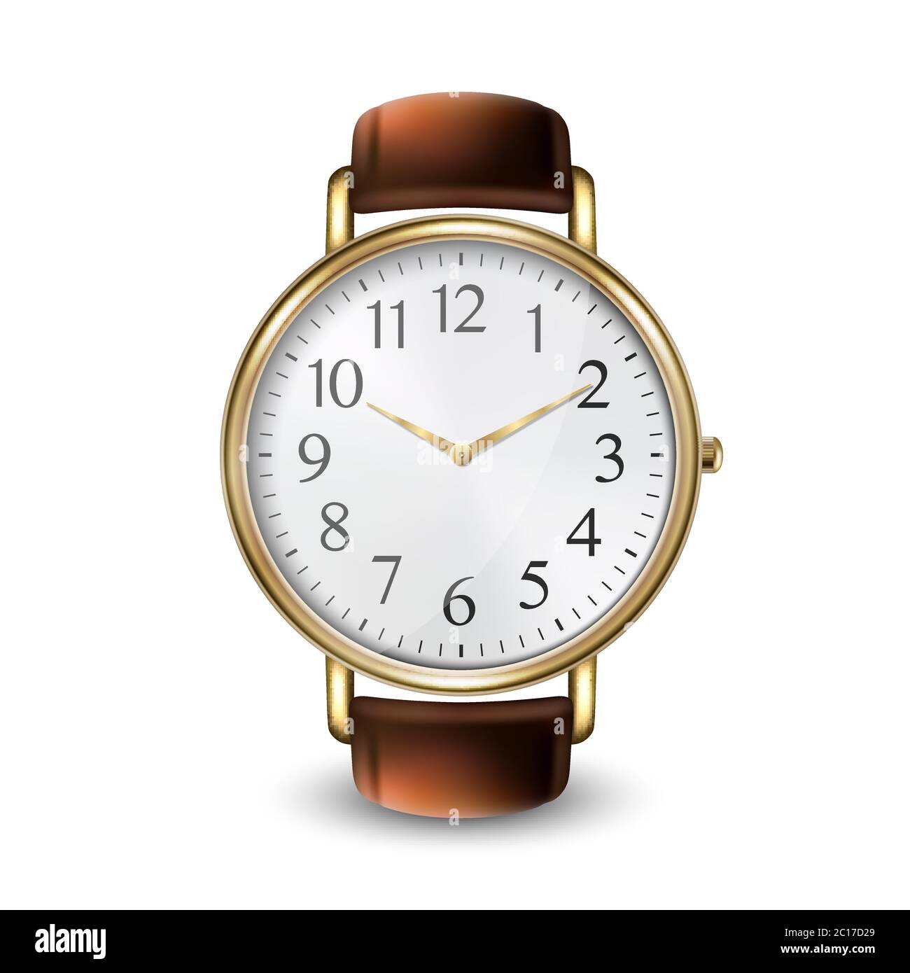3d Vector realistico Golden Classic vintage Unisex orologio da polso icona  Closeup isolato su sfondo bianco. Modello di orologio da polso con pelle  Immagine e Vettoriale - Alamy