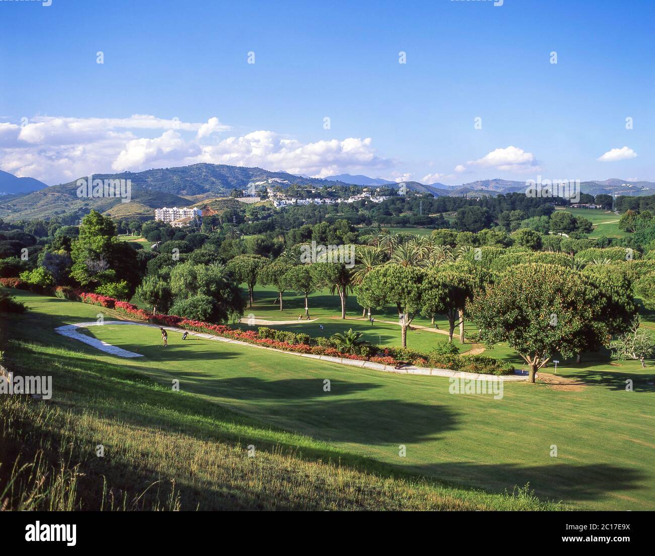 Rio Real campo da golf, Marbella, Costa del Sol, Provincia di Malaga, Andalusia, Spagna Foto Stock