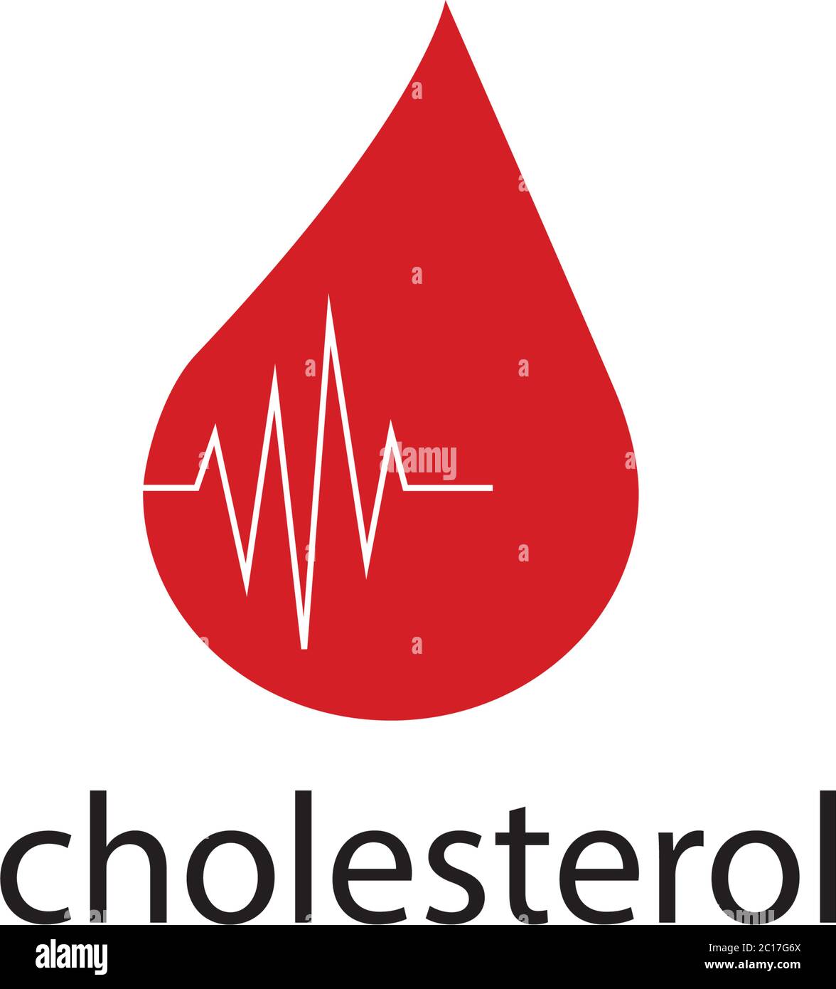 Simbolo dell'icona del colesterolo nel sangue. Cardiologia cardiologica. Concetto della giornata cardiaca mondiale per banner o poster. Illustrazione vettoriale isolata. Illustrazione Vettoriale