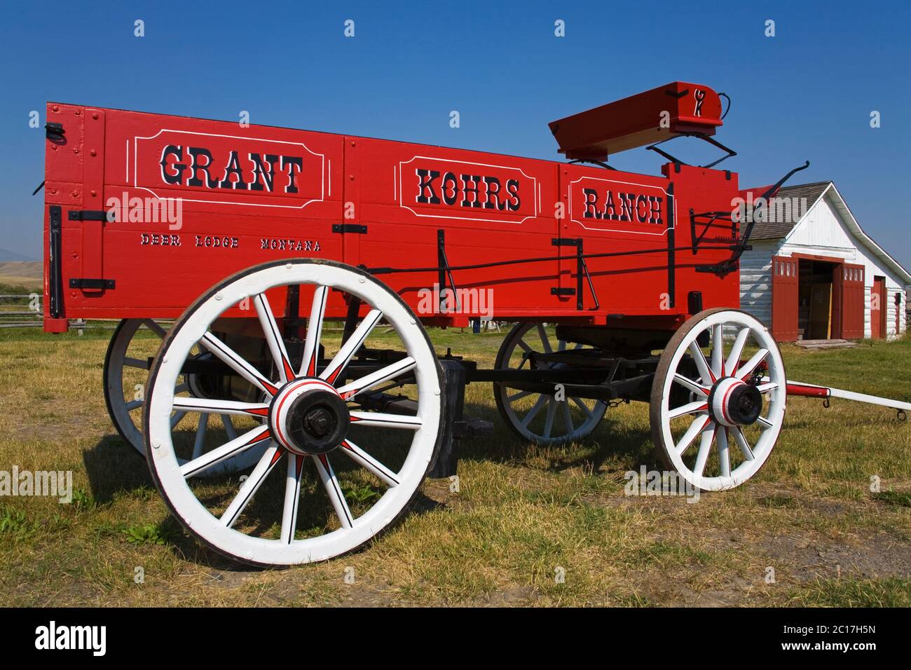 Wagon, Grant-Kohrs Ranck National Historic Site, Città di Deerlodge, Montana, Stati Uniti Foto Stock