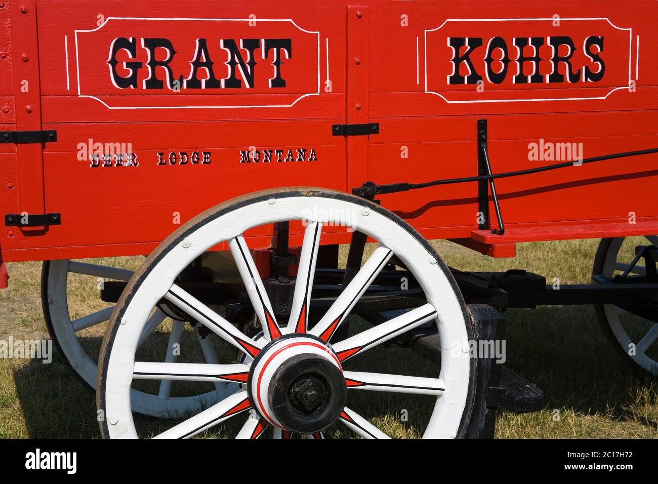 Wagon, Grant-Kohrs Ranck National Historic Site, Città di Deerlodge, Montana, Stati Uniti Foto Stock