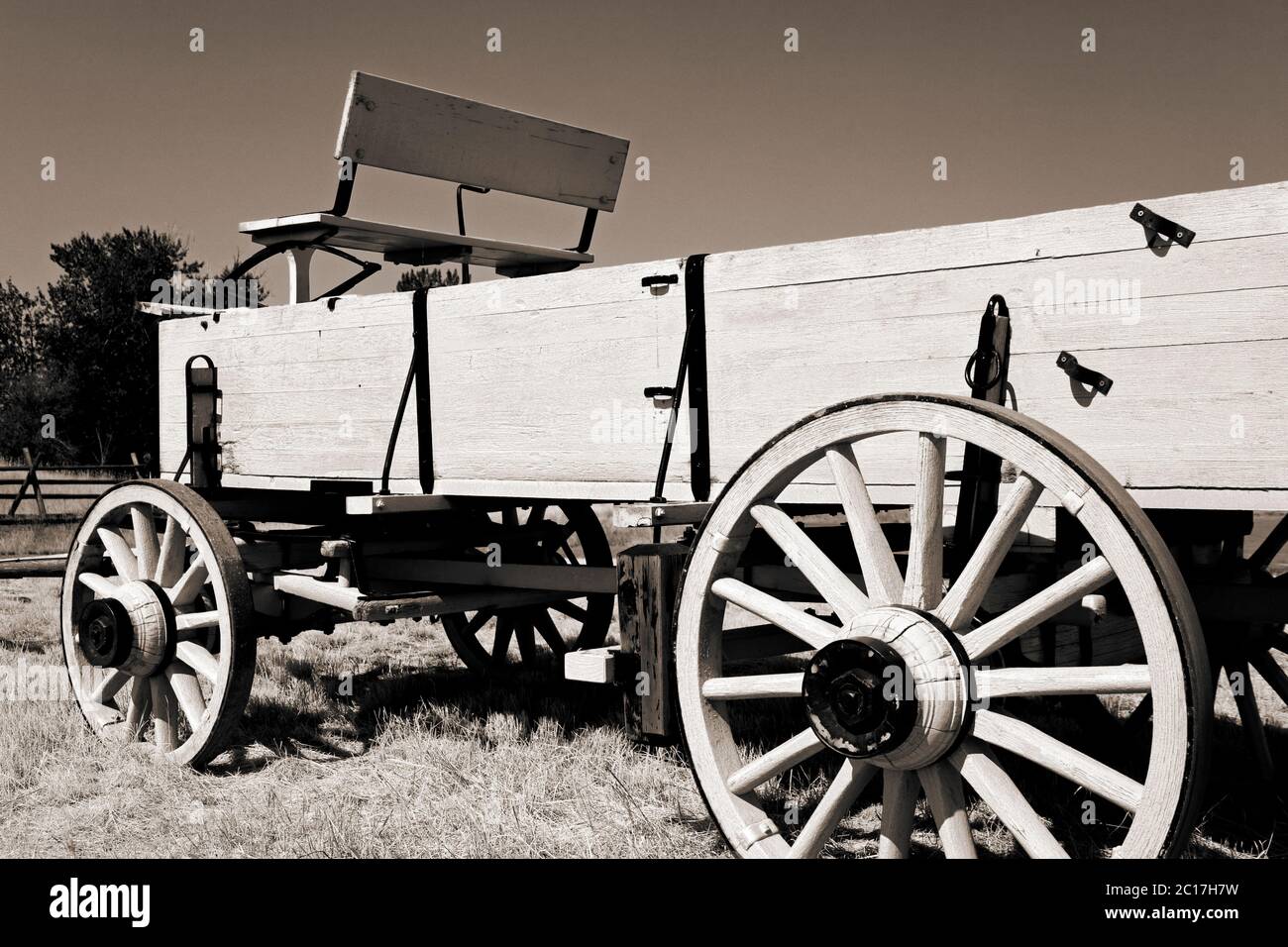 Wagon, Grant-Kohrs Ranck National Historic Site, Città di Deerlodge, Montana, Stati Uniti Foto Stock