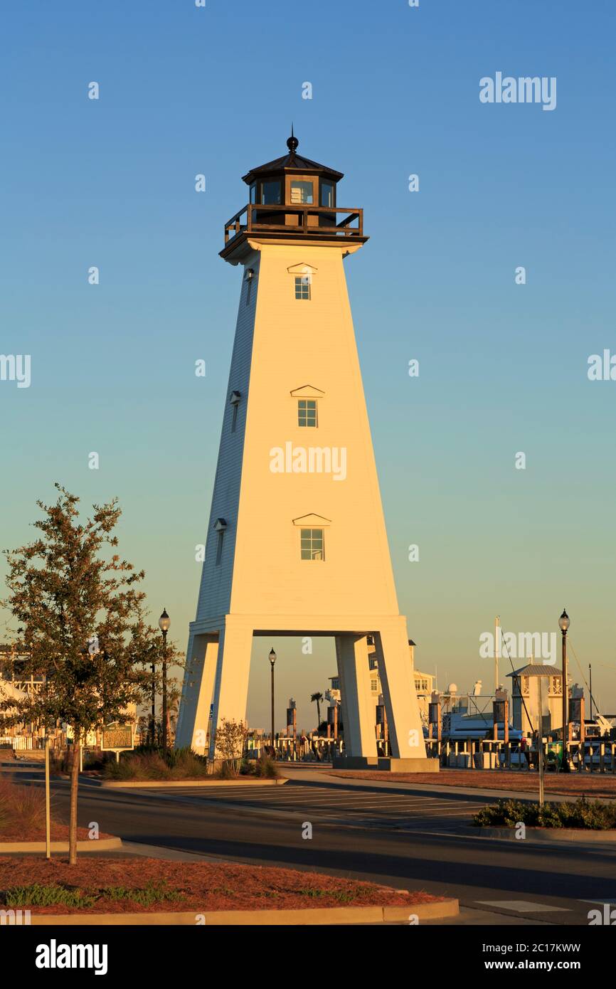 Ship Island Lighthouse (replica), Gulfport, Mississippi, Stati Uniti Foto Stock