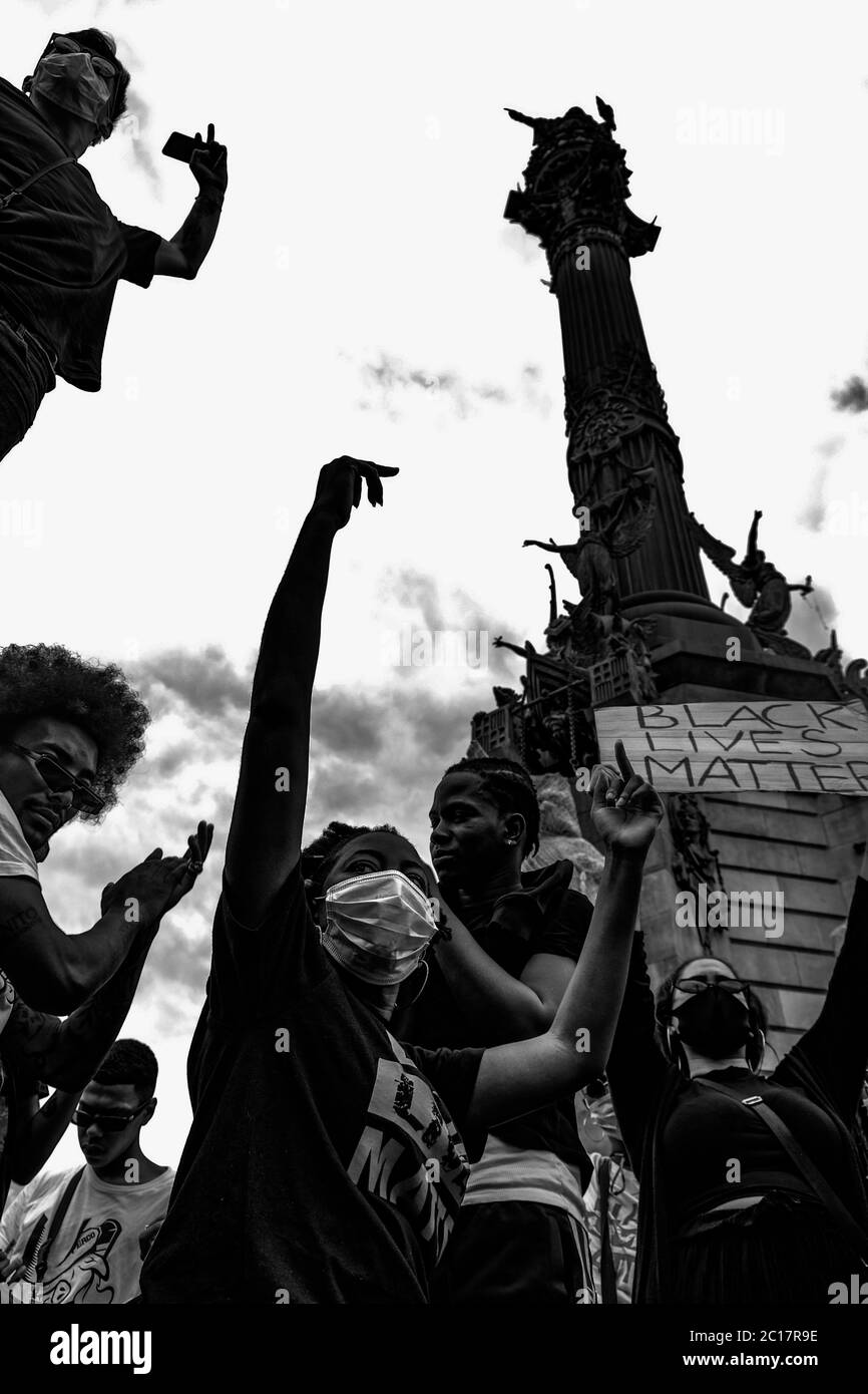 blm protesta barcellona 2020 Foto Stock