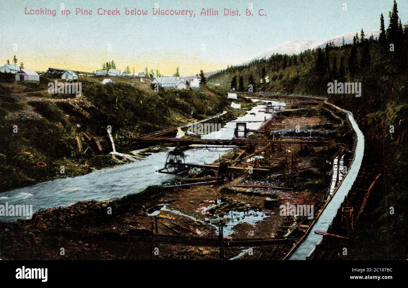 Atlin District, British Columbia Canada, vecchia cartolina Foto Stock