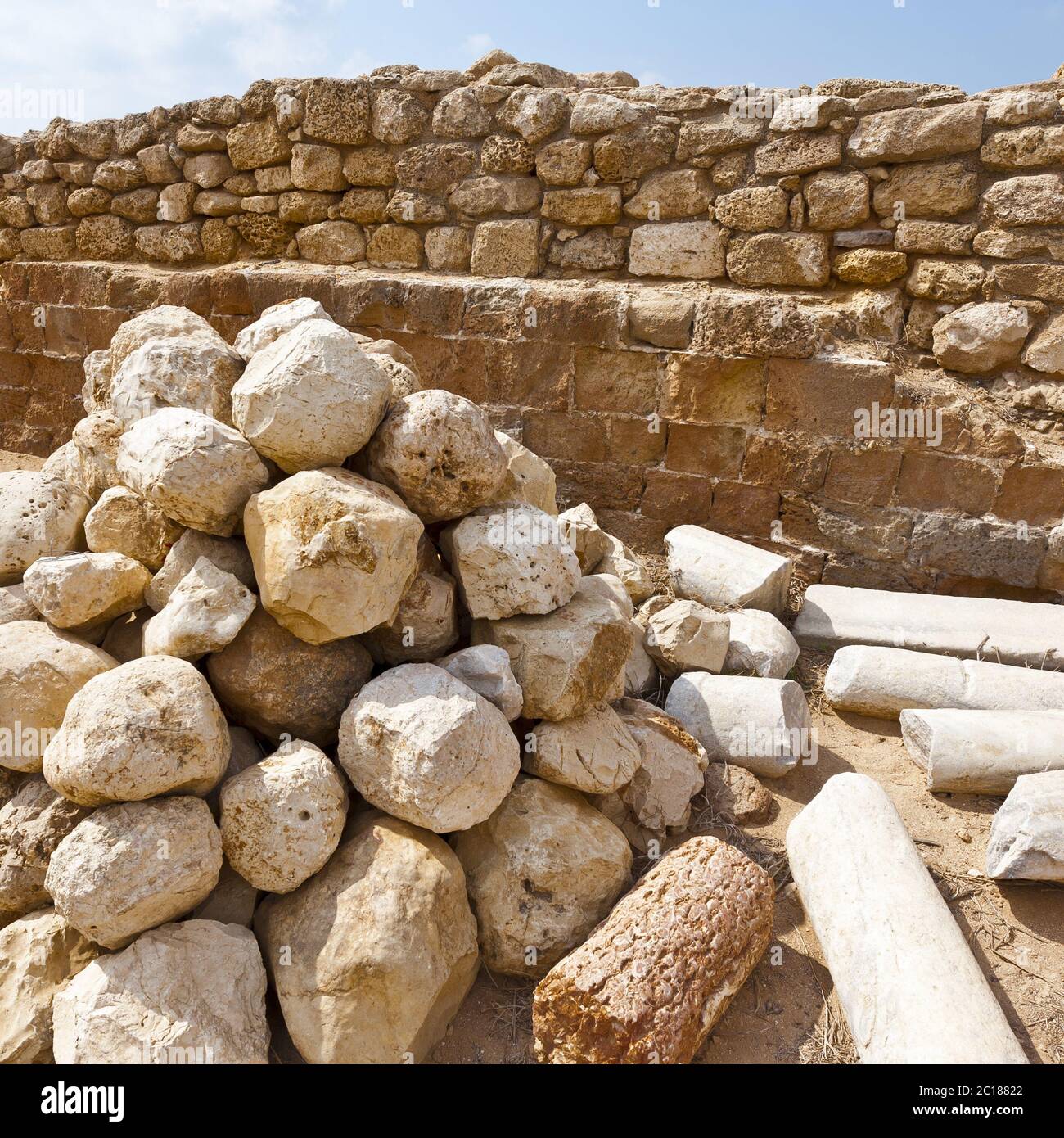 La Balista pietre in Apollonia in Israele Foto Stock