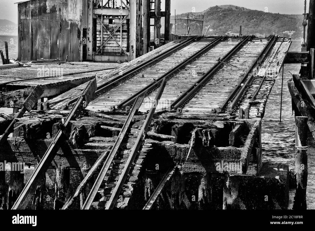 Rampe ferroviarie a Port Richmond in California Foto Stock