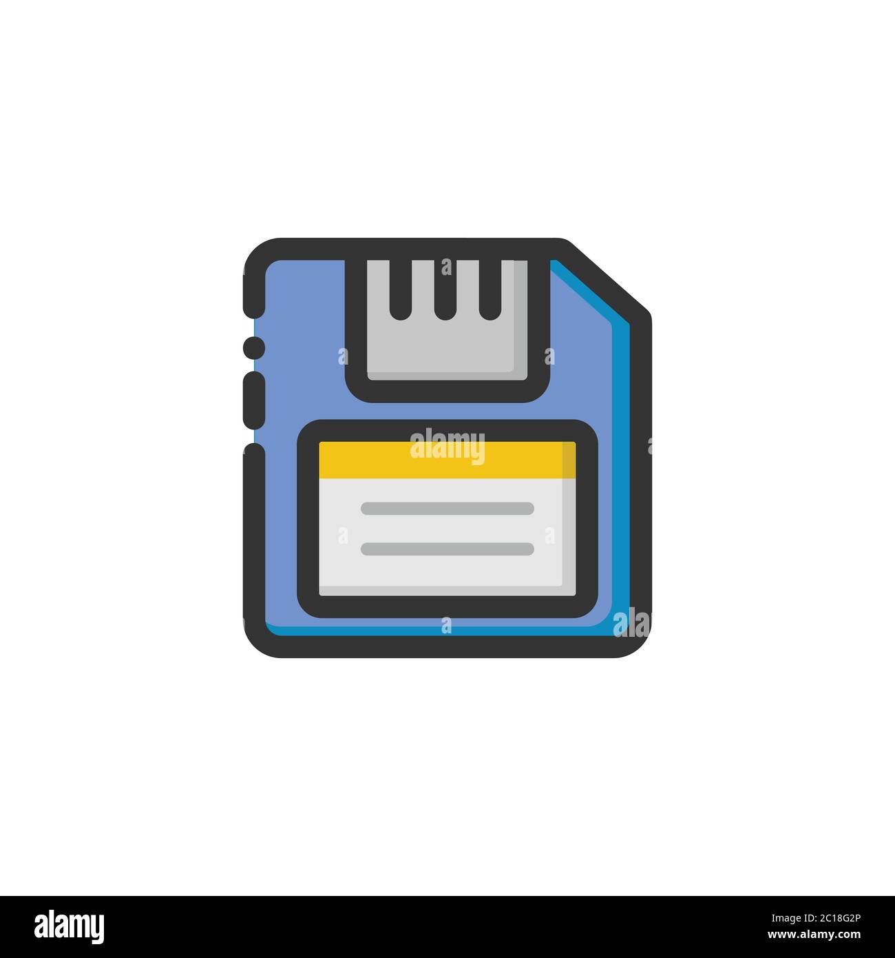 Unità floppy disk semplice e minimalista con struttura audace. Adatto per elementi di progettazione di sistemi informatici di memorizzazione. Illustrazione Vettoriale