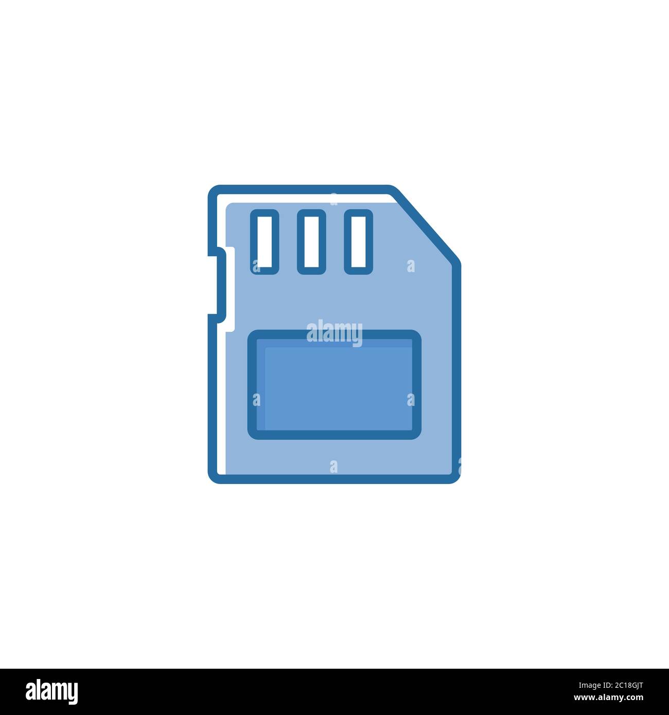 Icona della scheda micro sd piatta minimalista. Adatto per elementi di progettazione della tecnologia dei dispositivi di stoccaggio. Illustrazione Vettoriale