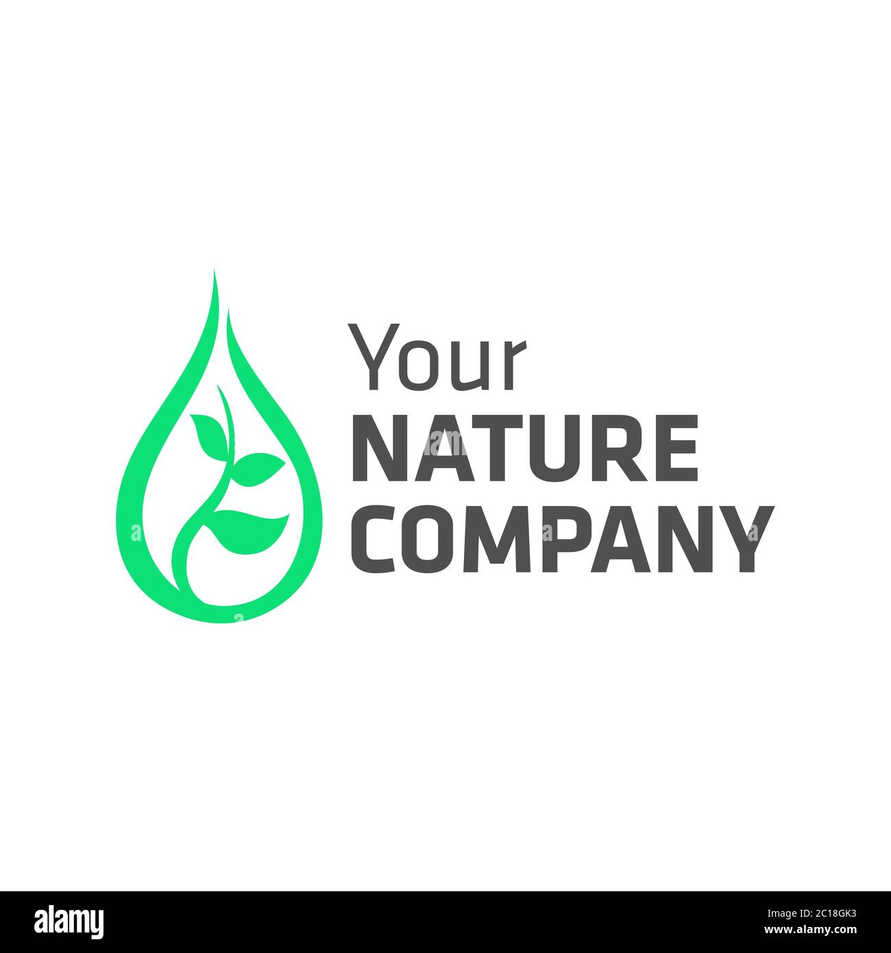 Logo di società della natura con forme astratte di gocce d'acqua e semi di piante in crescita. Adatto per il logo dell'industria della salute, conservazione della natura Illustrazione Vettoriale