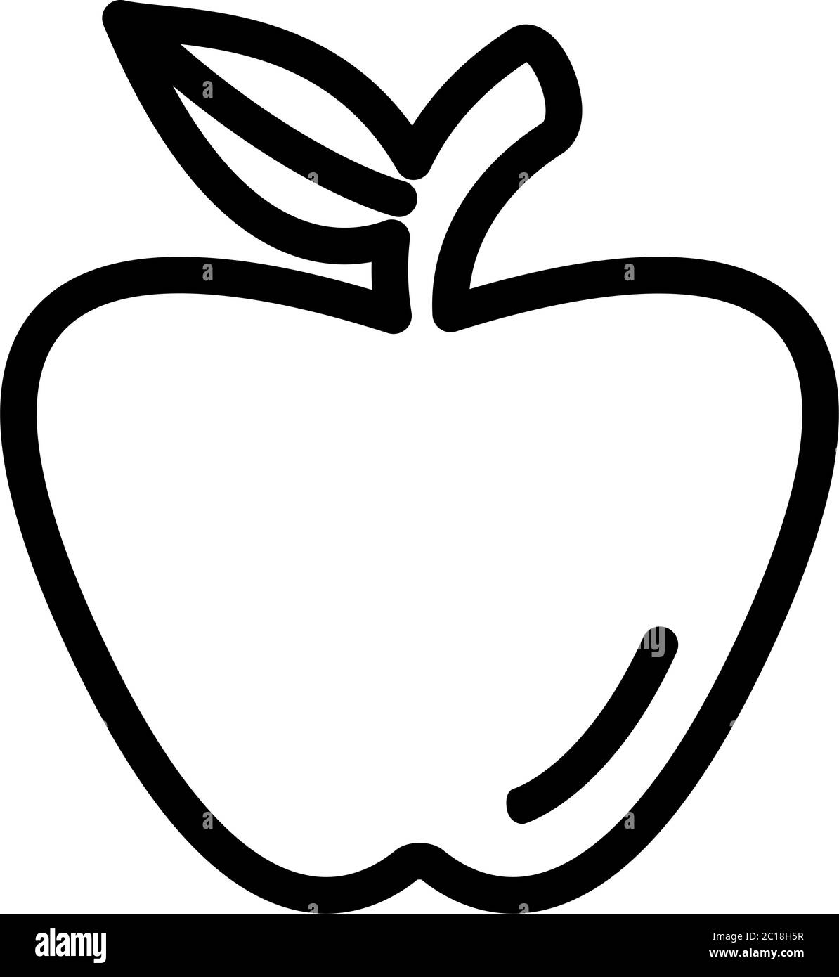 Apple Icona di linea in stile appartamento icona Vettore per app e siti Web. Mela nera frutto illustrazione vettoriale. Illustrazione Vettoriale