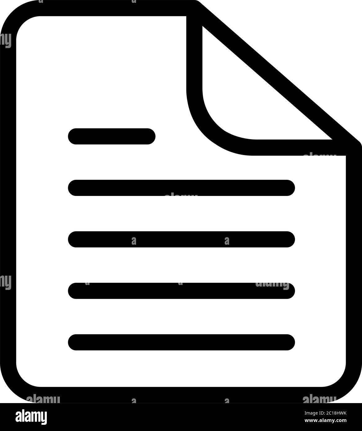 Documento riga icona nella piana di vettore di stile per le app, UI, siti web. Icona nera illustrazione vettoriale Illustrazione Vettoriale