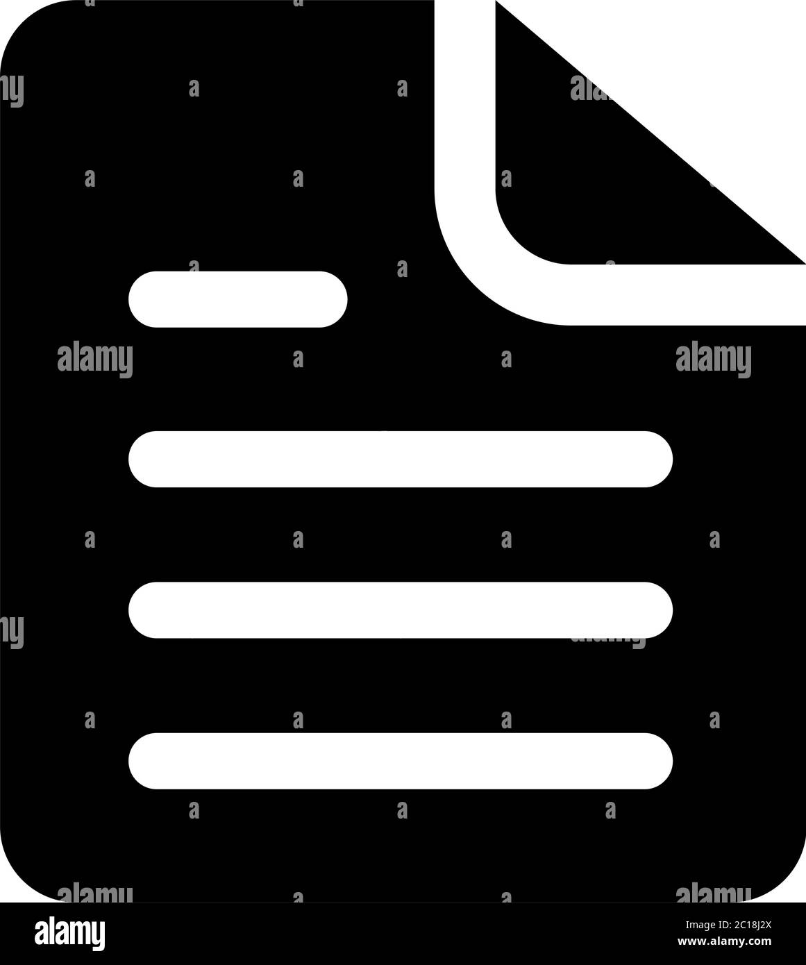 Icona Documento nella piana di vettore di stile per le app, UI, siti web. Icona nera illustrazione vettoriale. Illustrazione Vettoriale