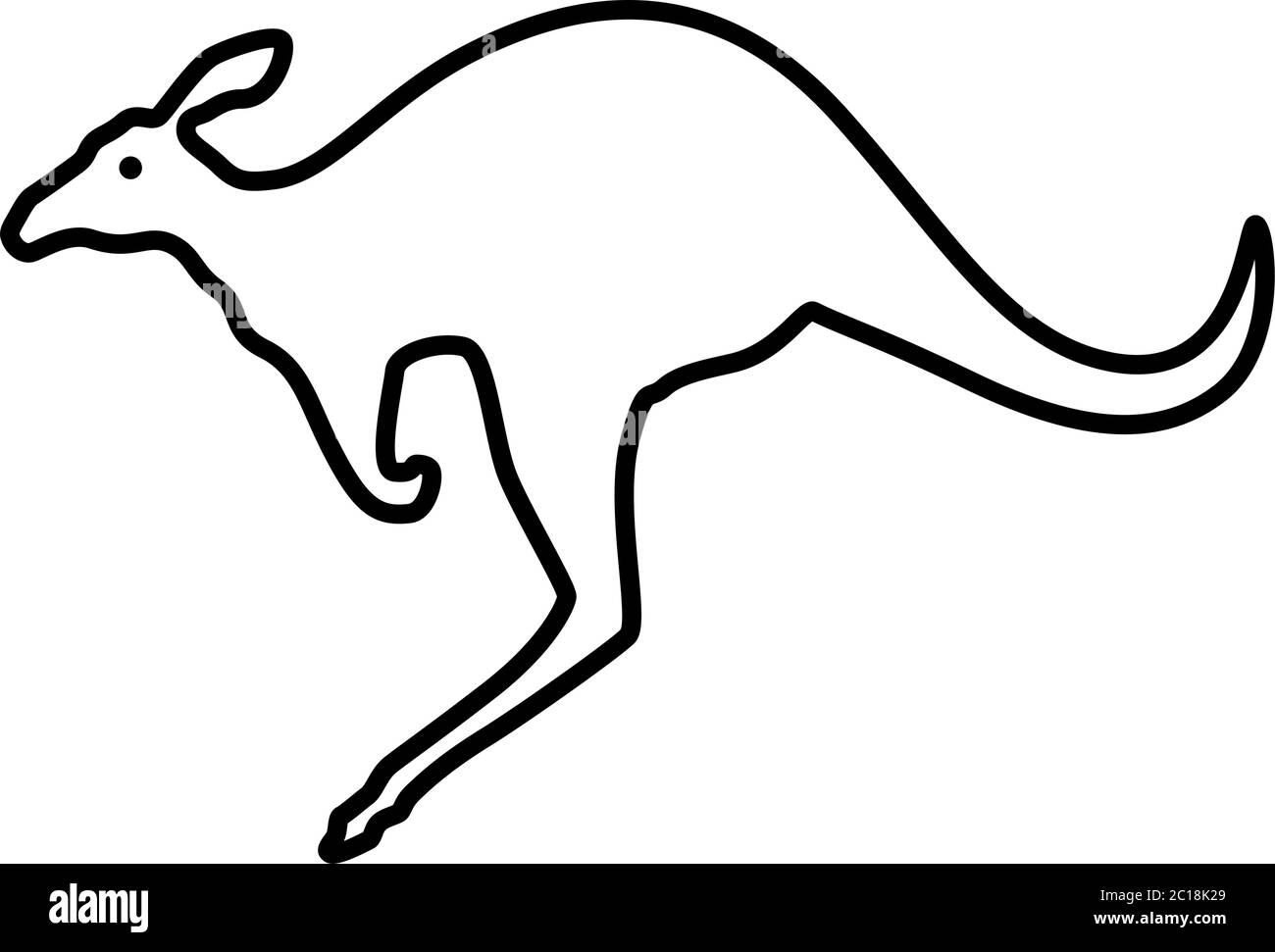 Linea di canguro icona nella piana di vettore di stile per le app, UI, siti web. Icona nera illustrazione vettoriale Illustrazione Vettoriale
