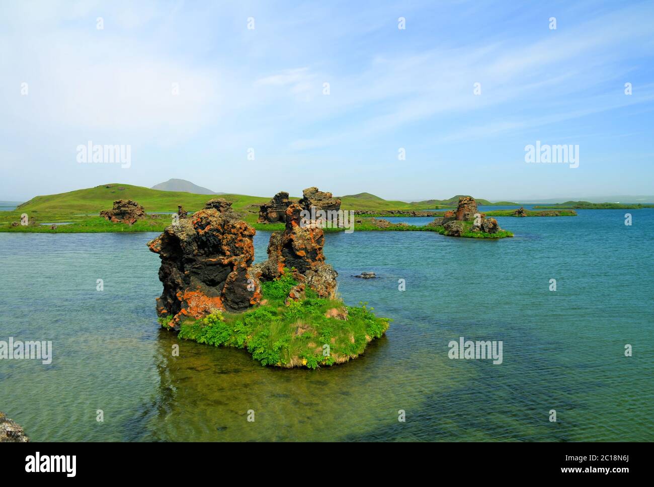Kalfastrond scultura di lava intorno al Lago Myvatn, Islanda Foto Stock