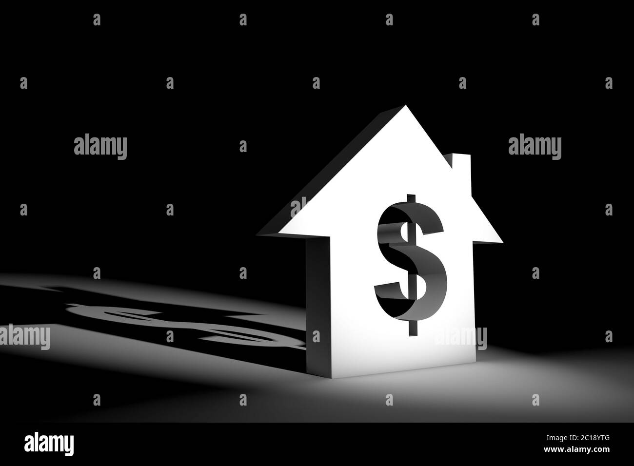 3d illustrazione modello di casa con il simbolo della valuta Foto Stock