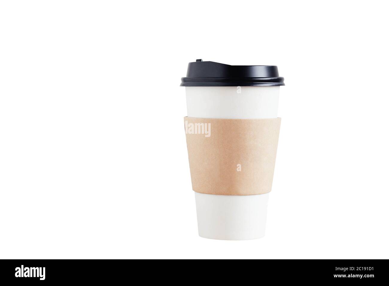 tazza di carta su sfondo bianco. Foto Stock