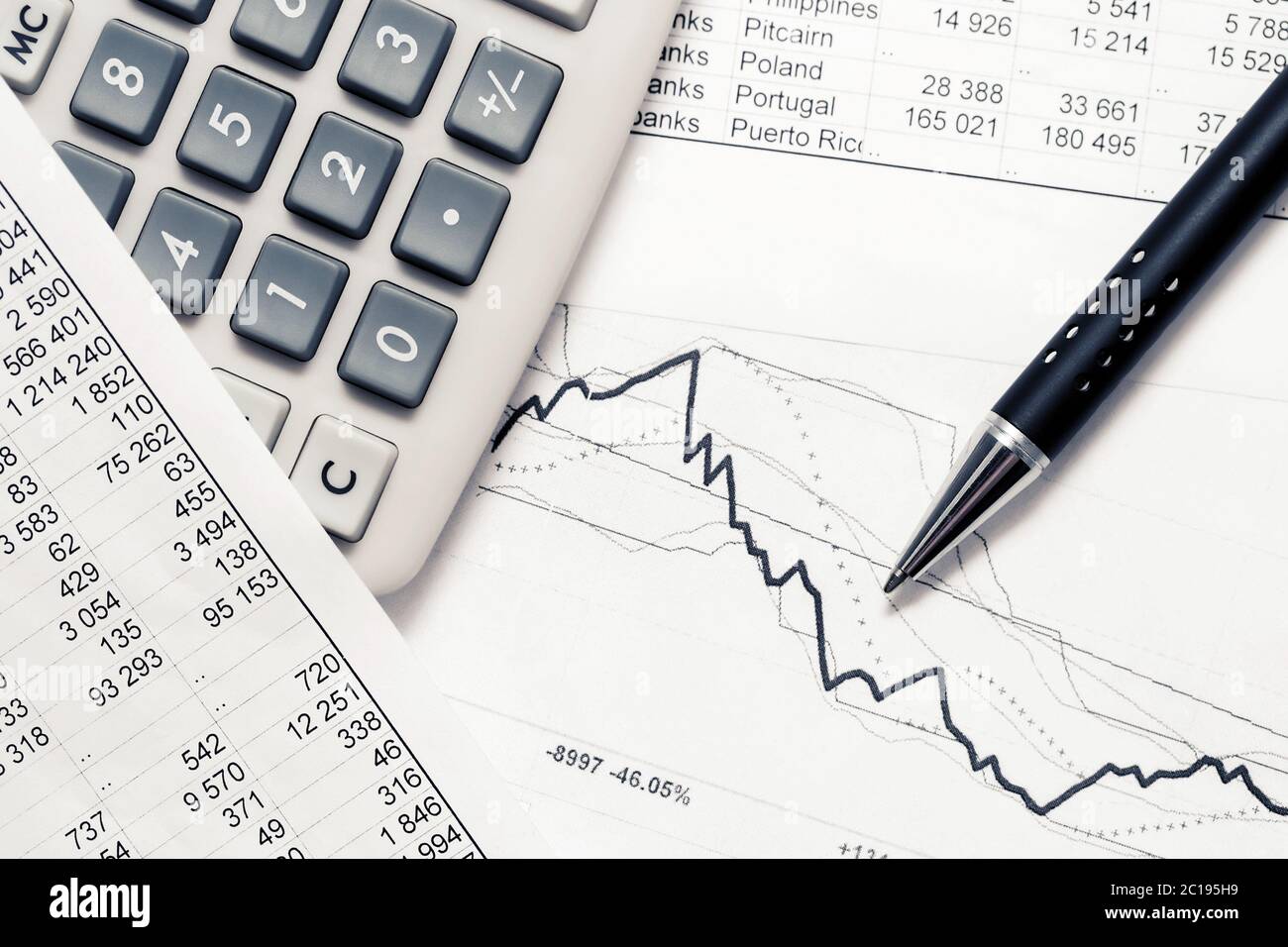 La contabilità finanziaria del mercato azionario analisi grafici Foto Stock