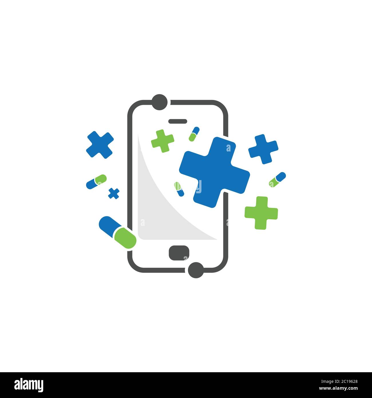 Illustrazione del modello vettoriale del concetto di progettazione del logo della tecnologia medica Illustrazione Vettoriale