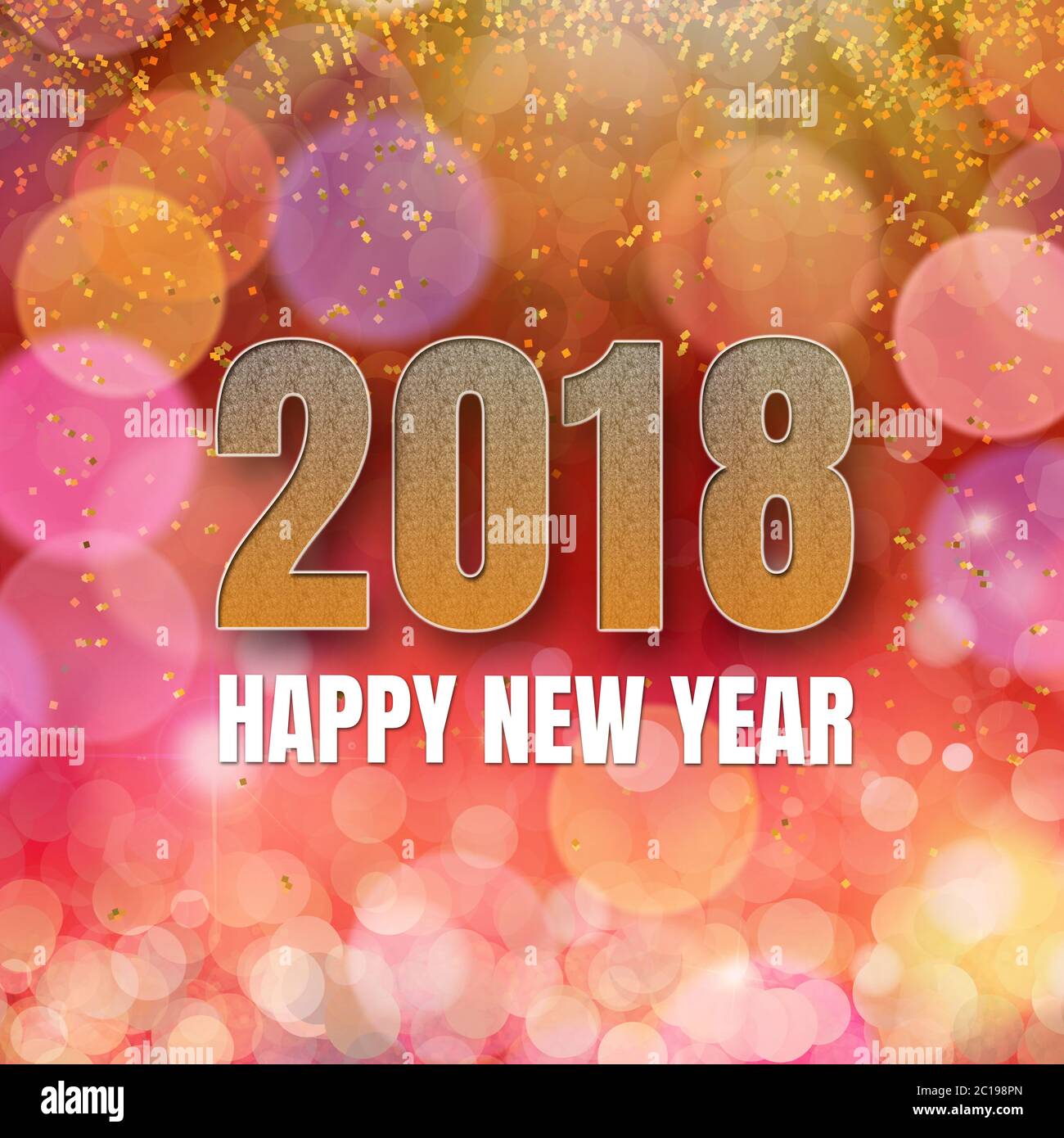 Shinny Square card Felice anno nuovo 2018 Foto Stock